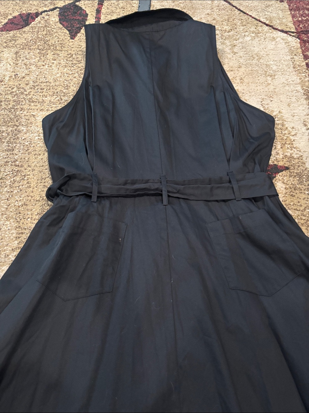 Donna Karan Sleeveless Black Maxi Shirt Dress with Belt - Picture 6 of 7